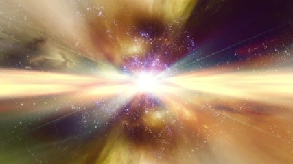 Wall Mural - Event Horizon 0219: Traveling through star fields in space as a supernova bursts light (Loop).