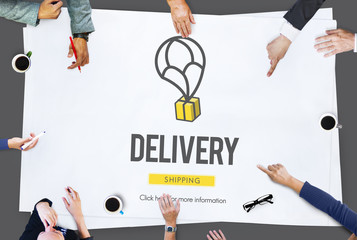Wall Mural - Delivery Courier Commodity Freight Goods Order Concept