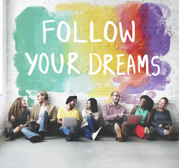 Wall Mural - Desire Inspire Goals Follow Your Dreams Concept