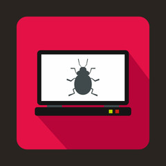 Poster - Laptop icon with a bug icon, flat style