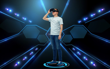 Wall Mural - happy man in virtual reality headset or 3d glasses