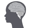 Vector brain and face silhouette illustration, eps 10.
