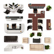 Office Interior Elements Top View Set