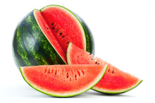 Reife Und Saftige Wassermelone Auf Weissem Hintergrund