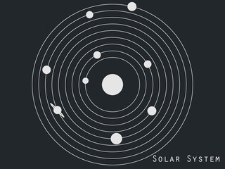 Wall Mural - Solar system planets, space objects. Solar system illustration in original style. Vector.