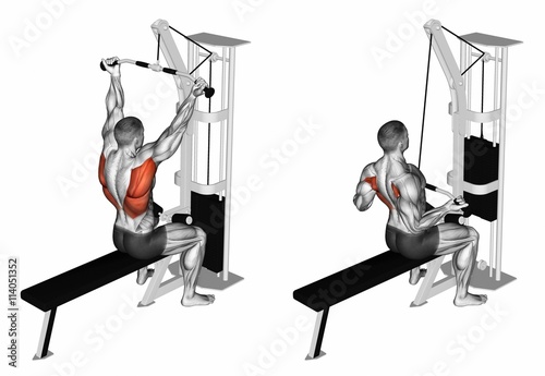 Reverse Grip Lat Pulldown Exercising For Bodybuilding Target Muscles 