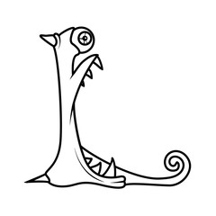 Monster alphabet coloring pages: letter L