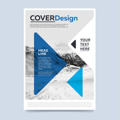 Wall Mural - Brochure cover presentation abstract flat background. Leaflet layout. Corporate document. Blue annual report design template vector.