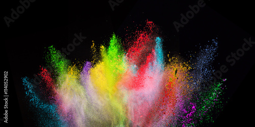 Freeze motion of colored dust explosion.