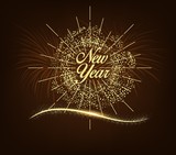 Fototapeta Do przedpokoju - Happy New Year Card with Starburst and fireworks