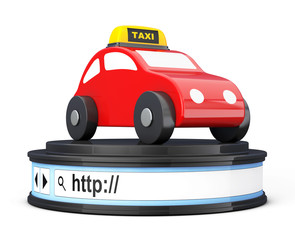 Poster - Abstract Taxi Car over Browser Address Bar as Round Platform Ped