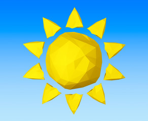 Leinwandbilder - Summer Concept. Yellow Low Polygons Sun. 3d Rendering