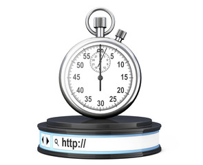 Poster - Stopwatch over Browser Address Bar as Round Platform Pedestal. 3