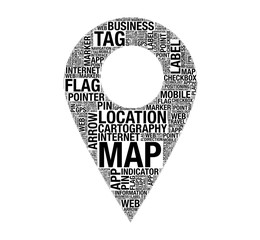 Leinwandbilder - Pointer Icon Sign Shape with Search Location Concept Words. 3d R