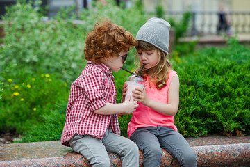 Wall Mural - photo of two cute hipsters