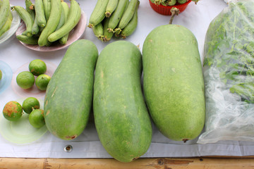 Wall Mural - pile of fresh squash and luffa gourd vegetables