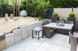 new arranged stone garden with terrace and Table and chairs