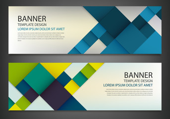 two banners with colorful squares. business design template. horizontal banners vector set.