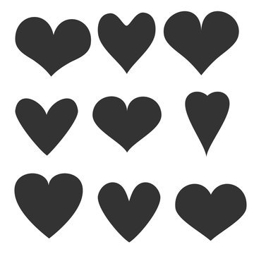 Hand drawn hearts set