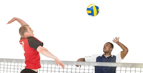 Canvas Print - Composite image of sportsman hitting volleyball