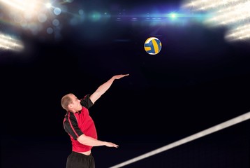 Sticker - Composite image of sportsman hitting volleyball