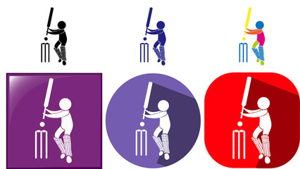 Wall Mural - Three design sport icons for cricket