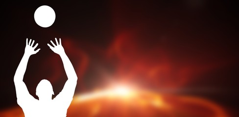 Poster - Composite image of sportsman throwing volleyball while playing