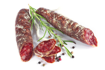 Wall Mural - Salami sausages sliced