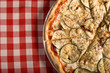 delicious vegetable pizza with eggplant top view 