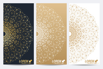 Poster - Modern set of vector flyers. Molecule and communication background