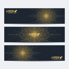 Poster - Geometric abstract banners with golden mandala. Vector illustration