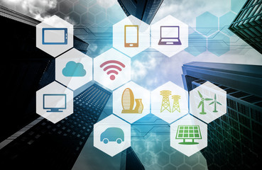 Aufkleber - smart city and internet of things, abstract image visual