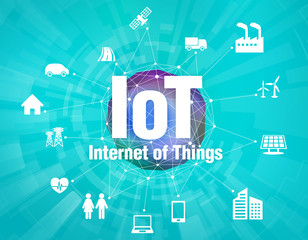 Aufkleber - various smart devices and mesh network, internet of things, wireless sensor network, abstract image visual