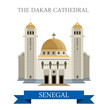 The Dakar Cathedral in Senegal. Flat cartoon vector illustration