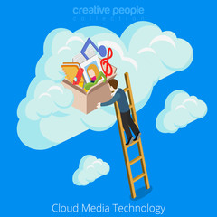 Poster - cloud media technology concept web site vector illustration