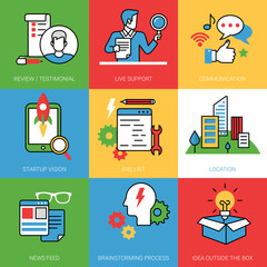 Poster - business idea start concept vector set line art style web image