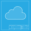 © asmati - Cloud sign illustration. White section of icon on blueprint template.