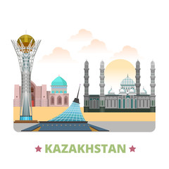 Wall Mural - Kazakhstan country design template Flat cartoon style web vector