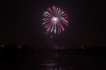 Fireworks on a river