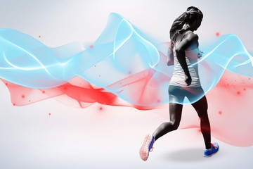 Poster - Rear view of sportswoman running 