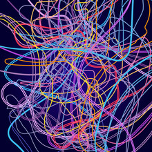 Neon Lines, Abstract Composition, Bright Background, A Tangle Of Colored Lines, Vector Design Art