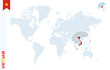 © boldg - Blue world map with magnifying on Vietnam.