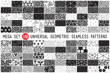 hundred universal different geometric seamless patterns