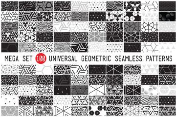 hundred universal different geometric seamless patterns