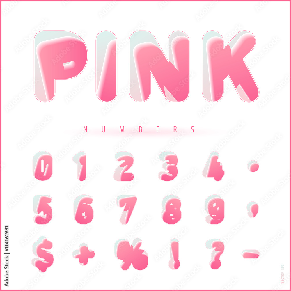 Pink colored numbers with shift the axis into the background. Sample of vector illustration. Best used for flyers, posters, wallpaper and educational purposes.