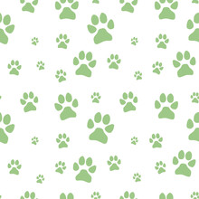 Green Dog Footstep Seamless Pattern