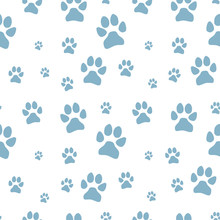 Blue Dog Footstep Seamless Pattern