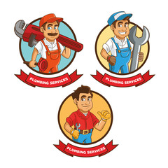 Wall Mural - Plumbing service. Plumber cartoon design. vector graphic