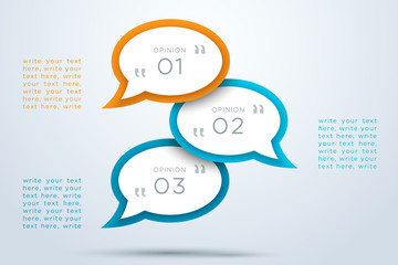 Poster - speech bubbles 3d overlapping with numbers 1 to 3