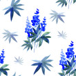 Watercolor lupines seamless pattern.